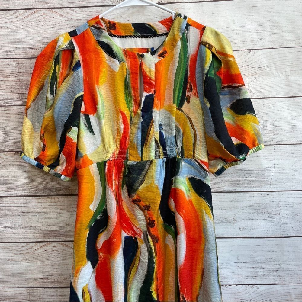 MAEVE ANTHROPOLOGIE SUSANNAH GRAPHIC ABSTRACT MAXI DRESS - Picture 4 of 12